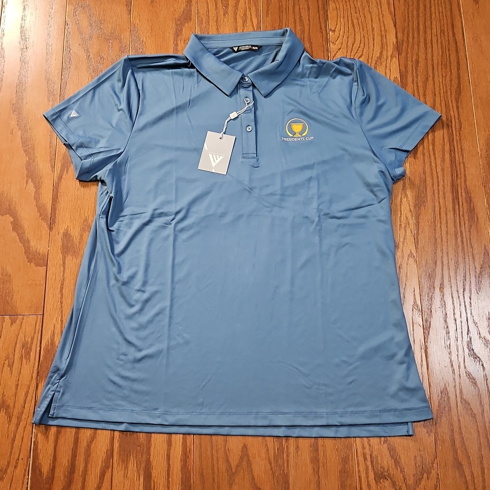 PGA Tour Presidents‎ Cup Polo Shirt NWT Women's Size 2XL Blue Collared LevelWear